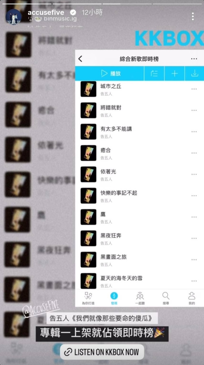圖07：告五人全新第四張創作專輯《我們就像那些要命的傻瓜》一上架12首新歌空降KKBOX即時榜（相信音樂提供）.jpg